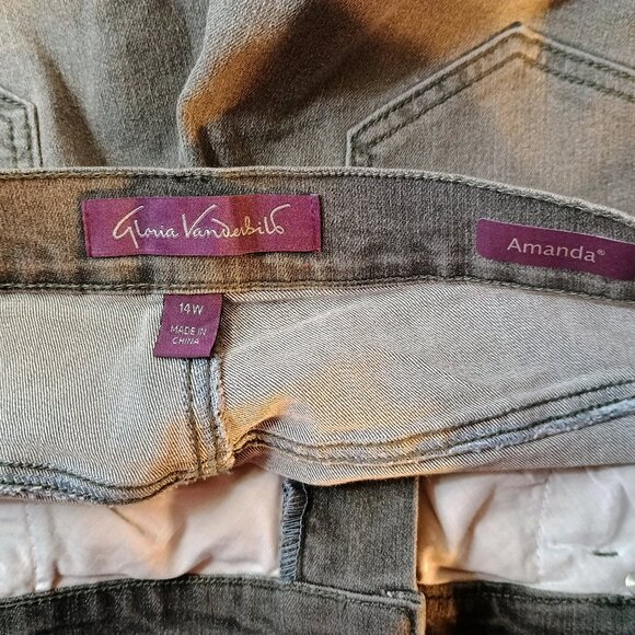 EUC: Gloria Vanderbilt Amanda Sze 14W Gray Straight Leg Jeans - Picture 3 of 3